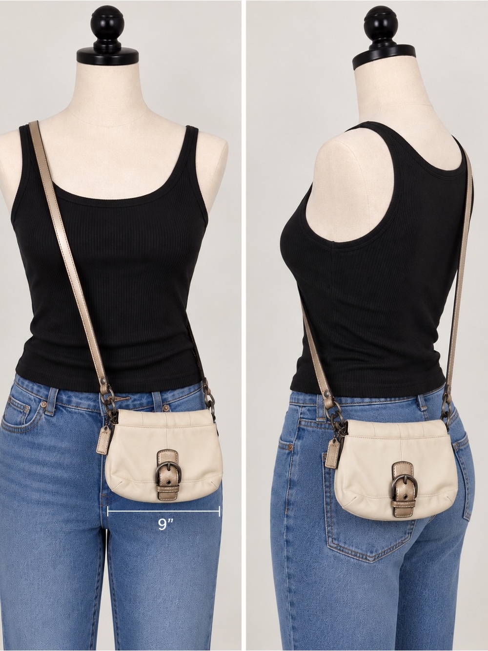 Vintage Y2K Leather Coach Soho Crossbody Bag - Style F45664 - Metallic Gold Trim